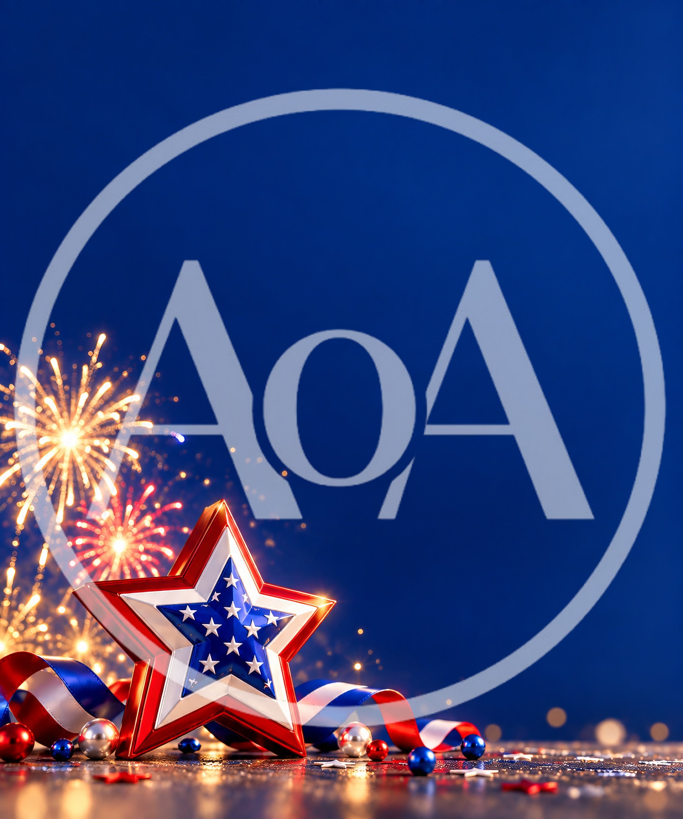 Patriotic Star Decoration With Fireworks Background