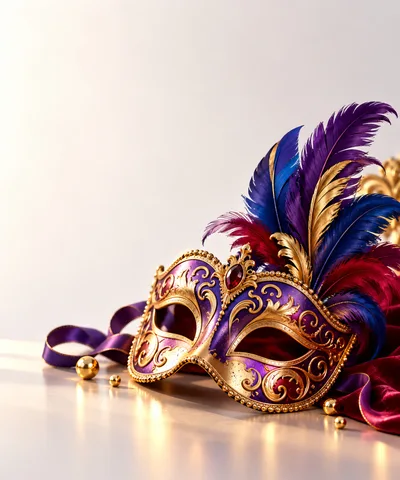 Elegant Venetian Masquerade Mask With Feathers