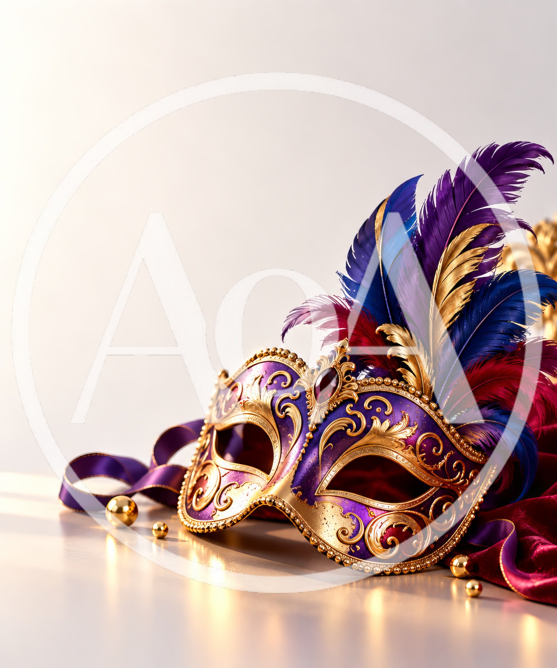 Elegant Venetian Masquerade Mask With Feathers