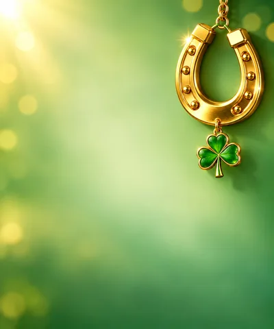 Golden Horseshoe With Green Shamrock Charm