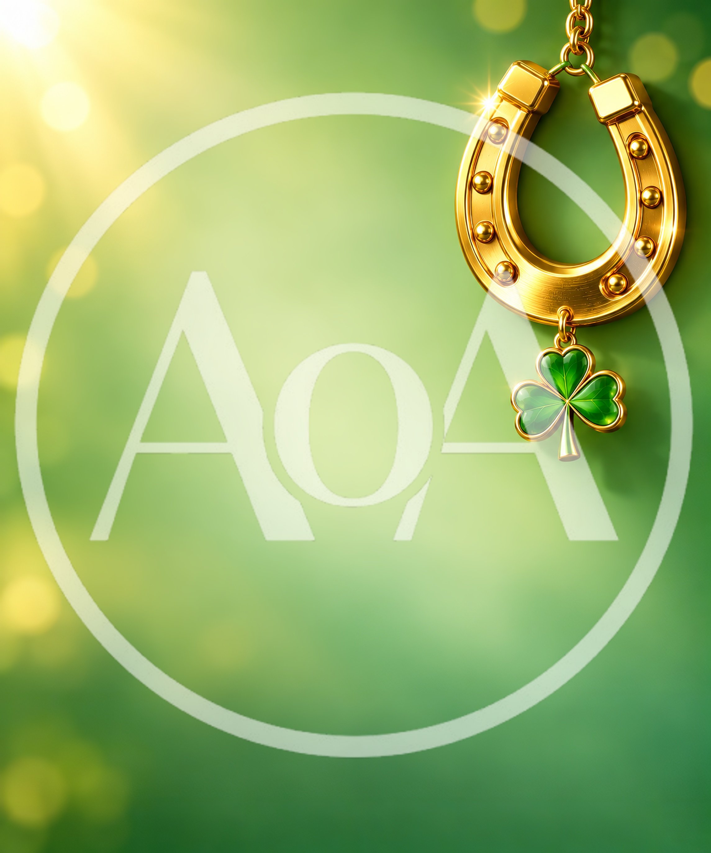 Golden Horseshoe With Green Shamrock Charm