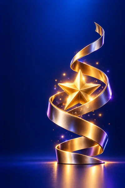 Golden Star Wrapped In A Metallic Ribbon