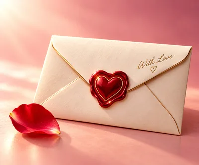 Elegant Love Letter With Heart Wax Seal