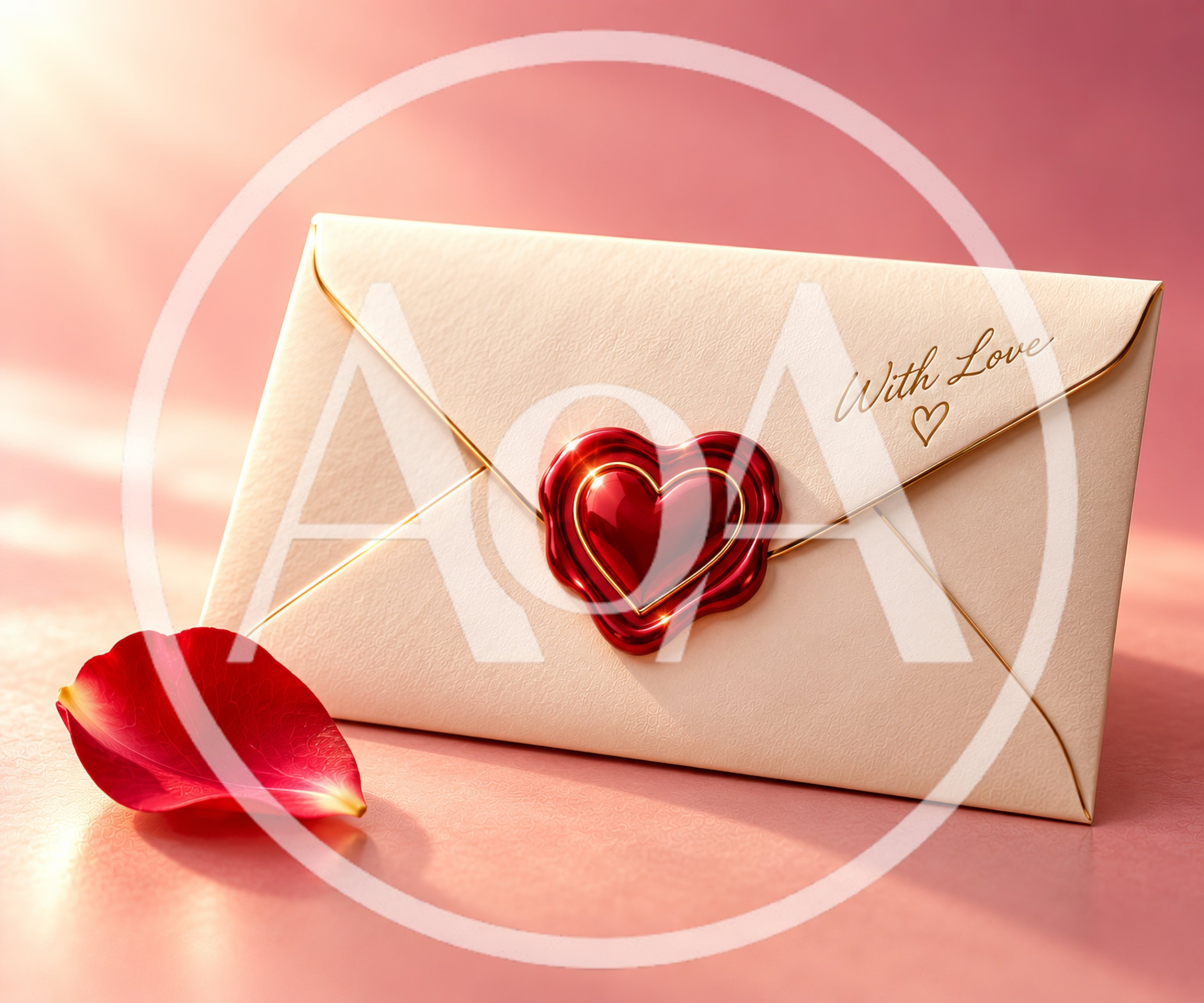 Elegant Love Letter With Heart Wax Seal