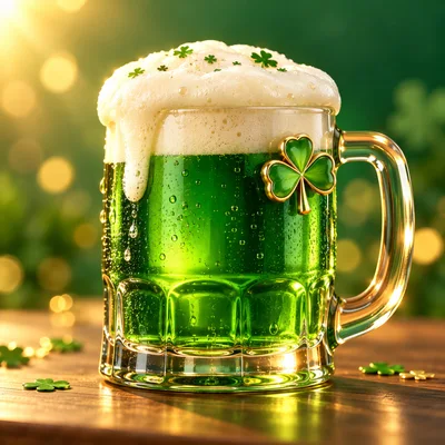 St Patricks Day Green Beer Mug With Shamrock