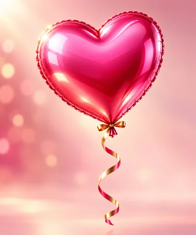 Shiny Pink Heart Shaped Balloon Floating