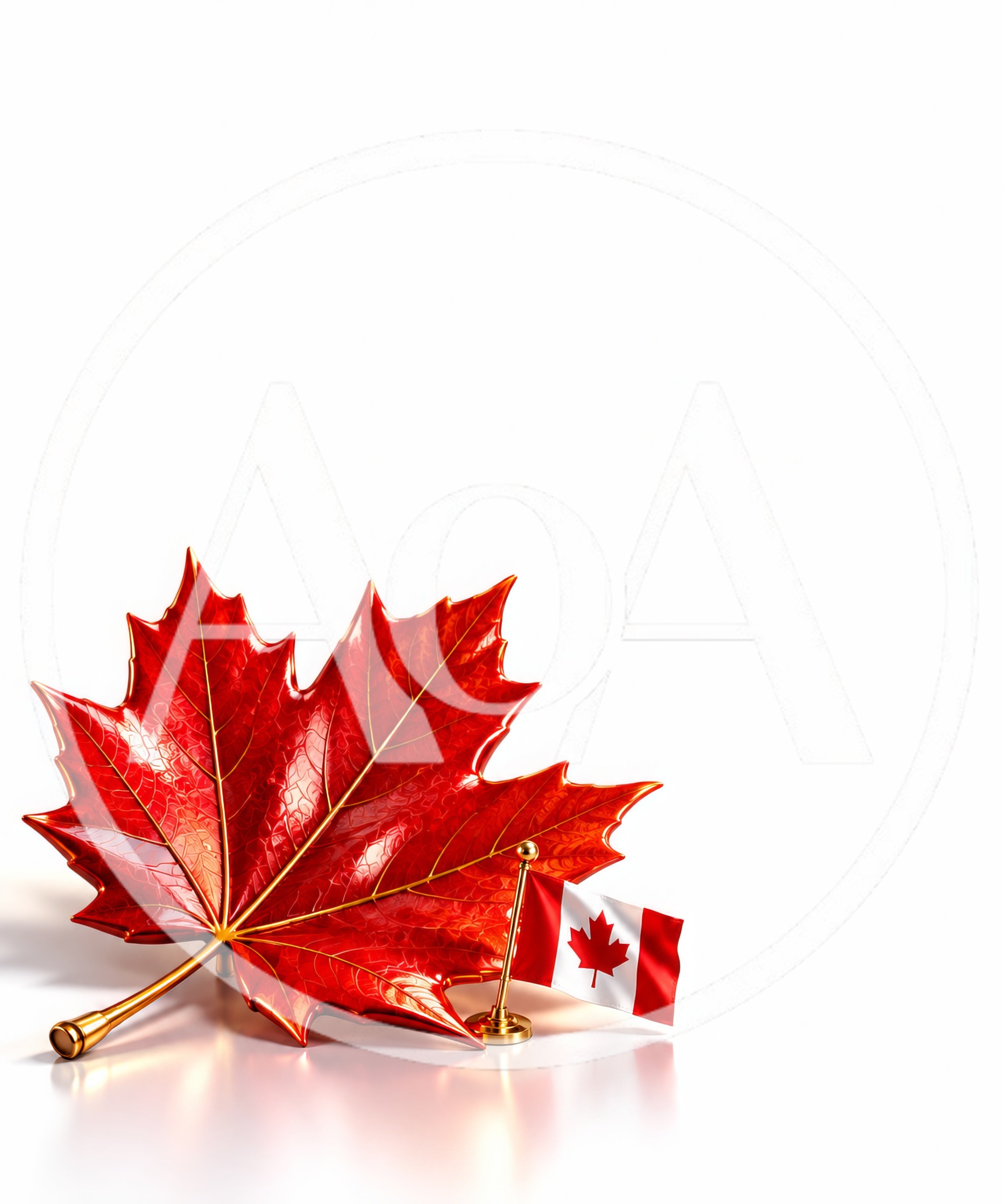 Red Maple Leaf and Miniature Canadian Flag