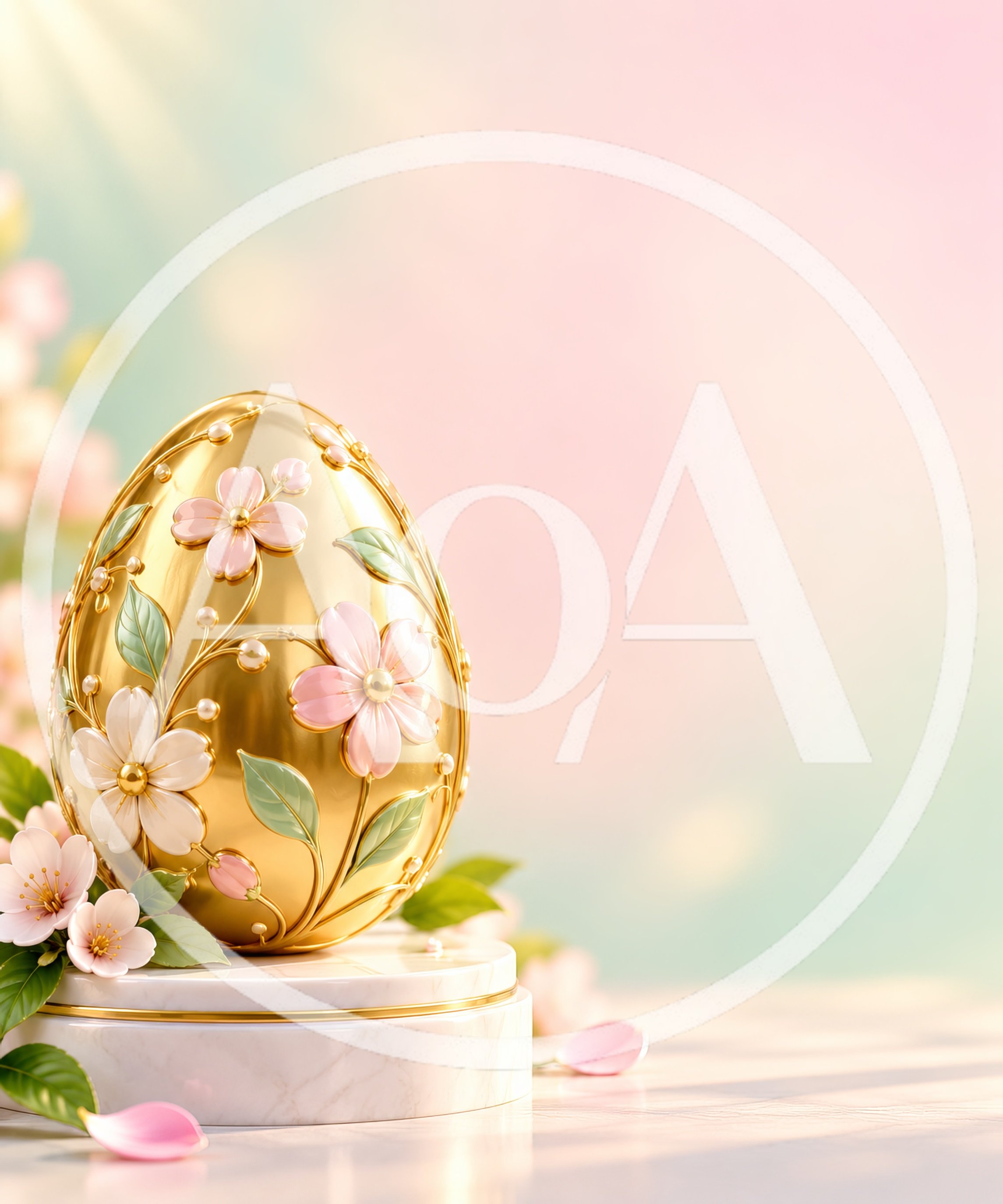 Golden Easter Egg Decorated With Floral Motifs