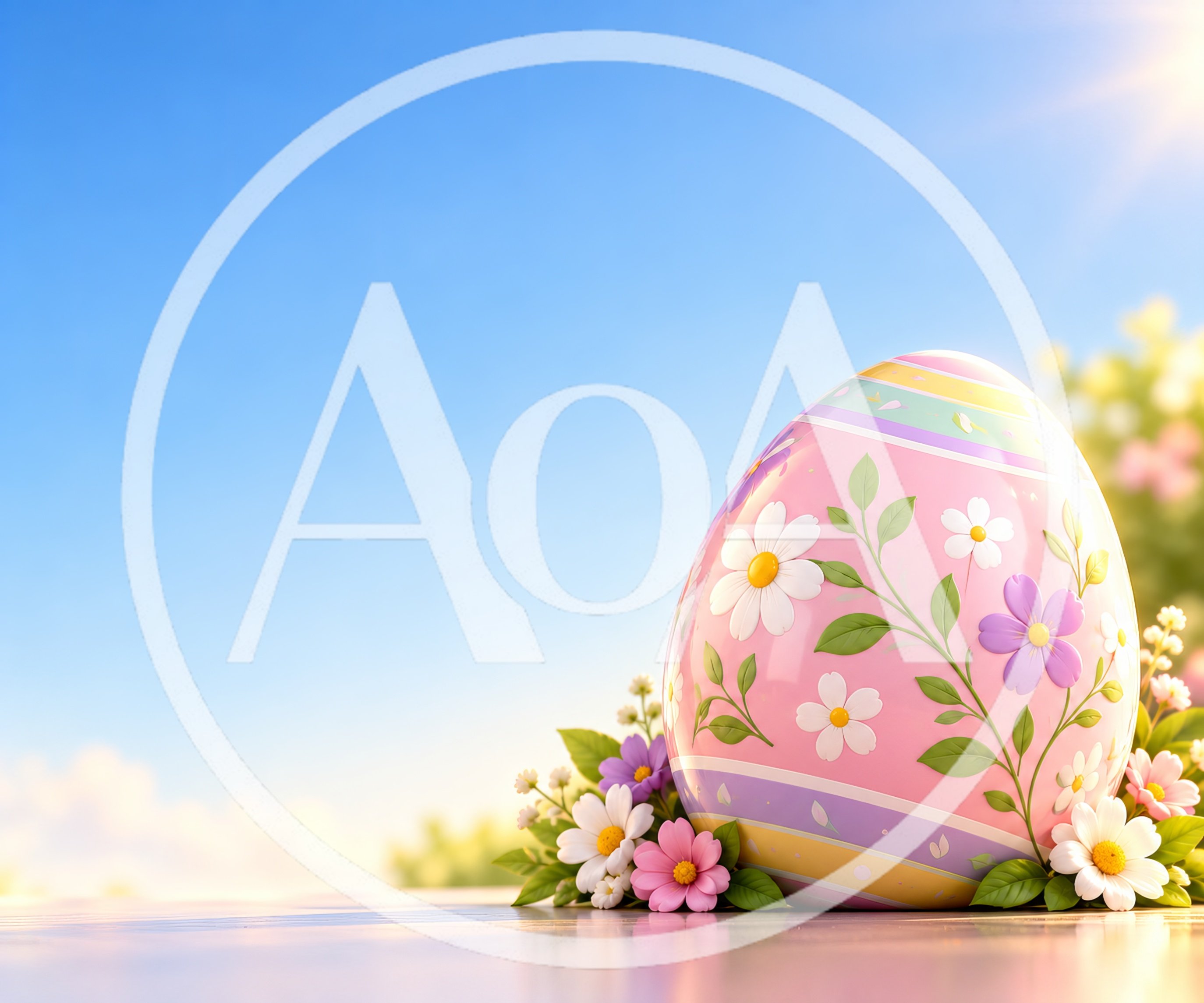 Decorative Easter Egg With Floral Patterns On Sunny Background