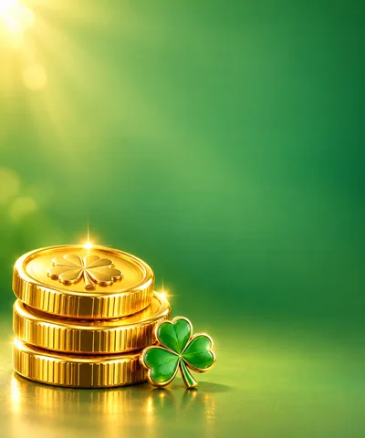 Stack of Gold Coins with Shamrock for St Patricks Day