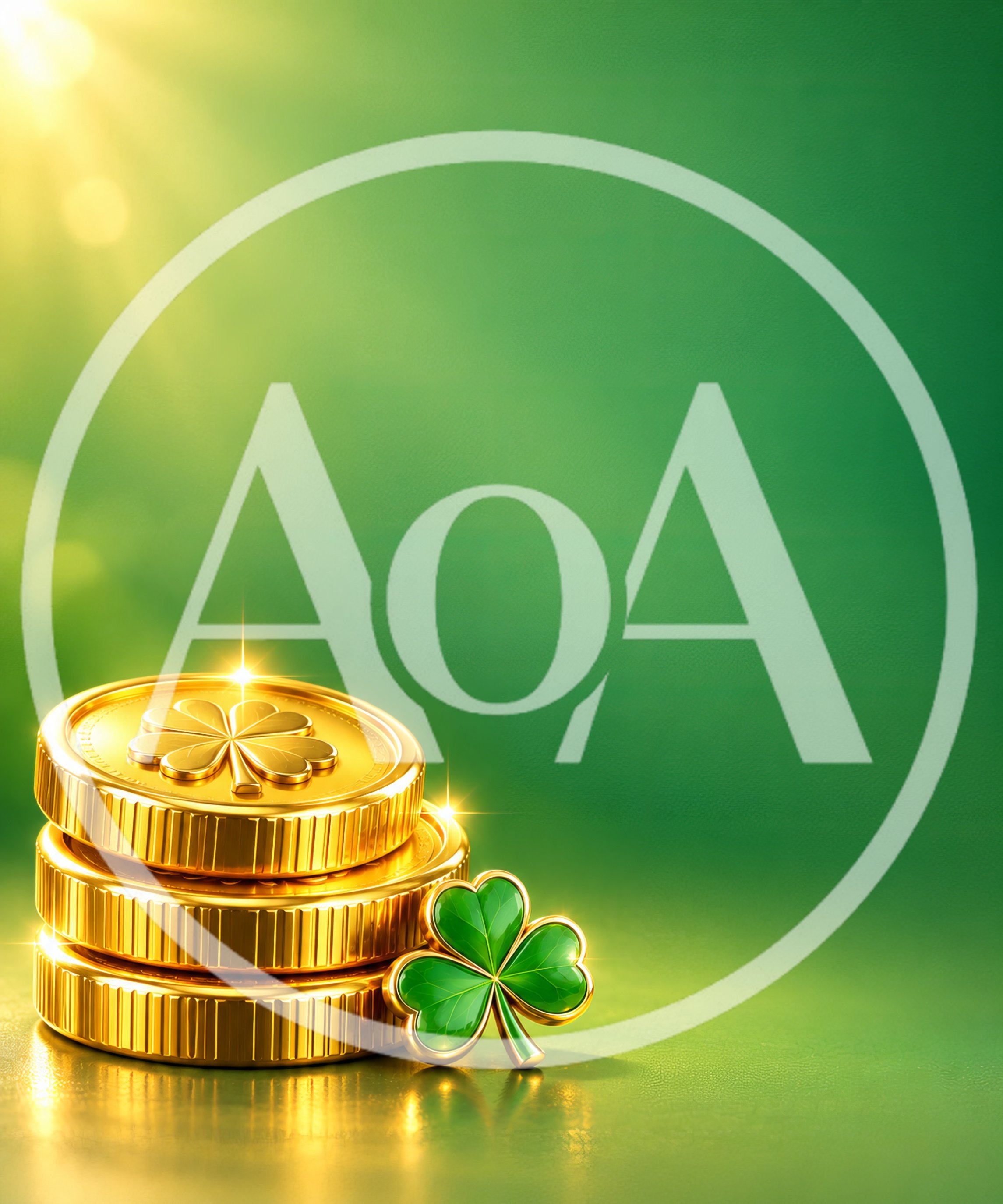 Stack of Gold Coins with Shamrock for St Patricks Day