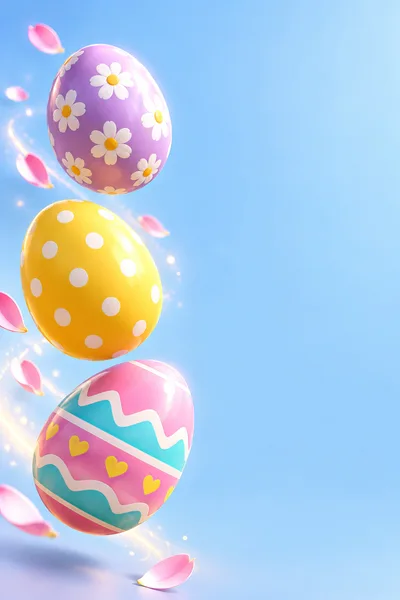 Floating Decorative Easter Eggs With Petals