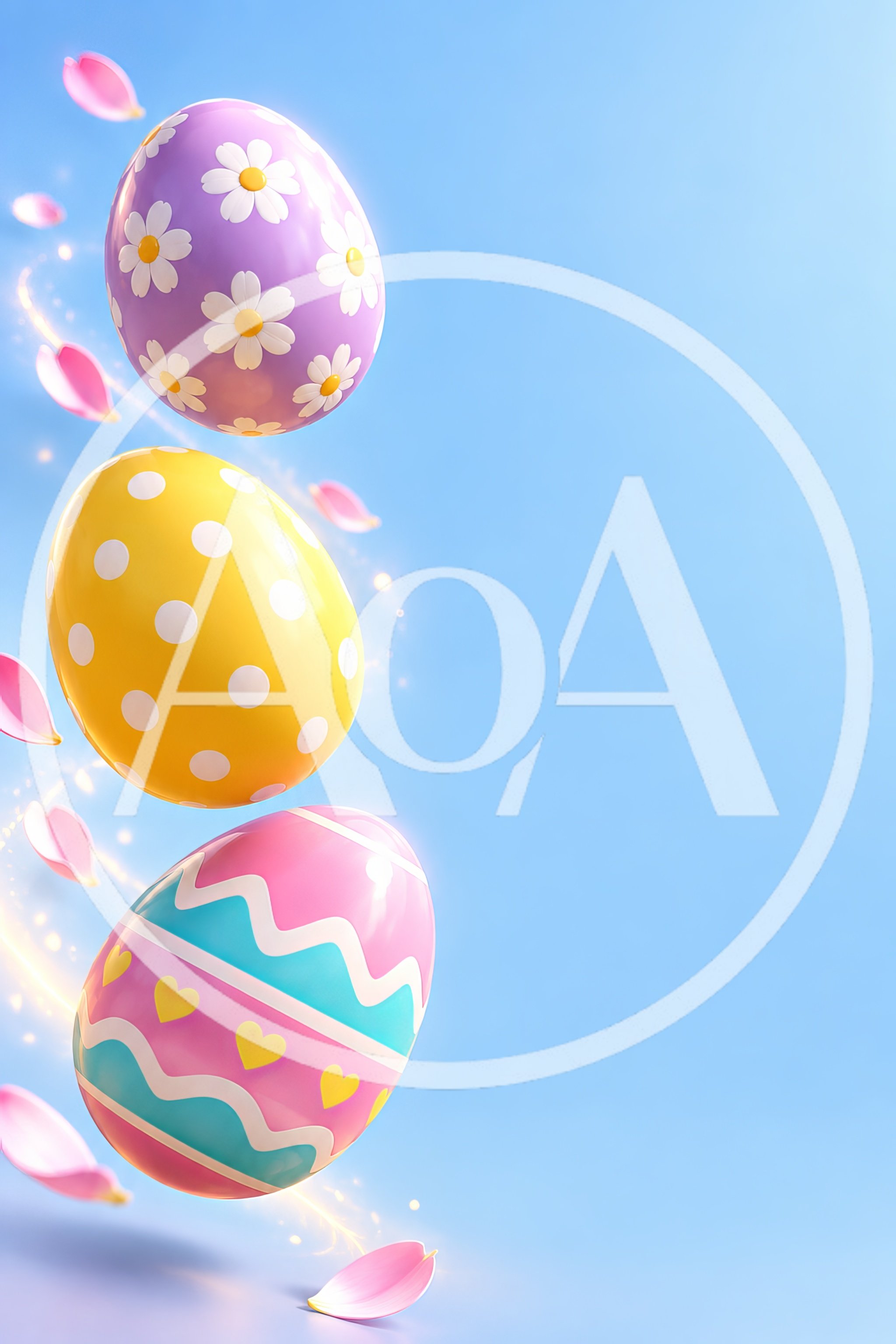 Floating Decorative Easter Eggs With Petals