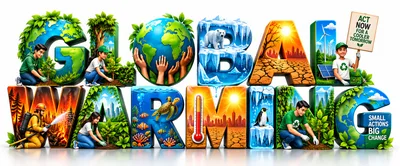 Global Warming Conceptual 3D Typography Illustration