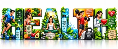 Healthy Lifestyle Concept Art With Fitness And Nutrition