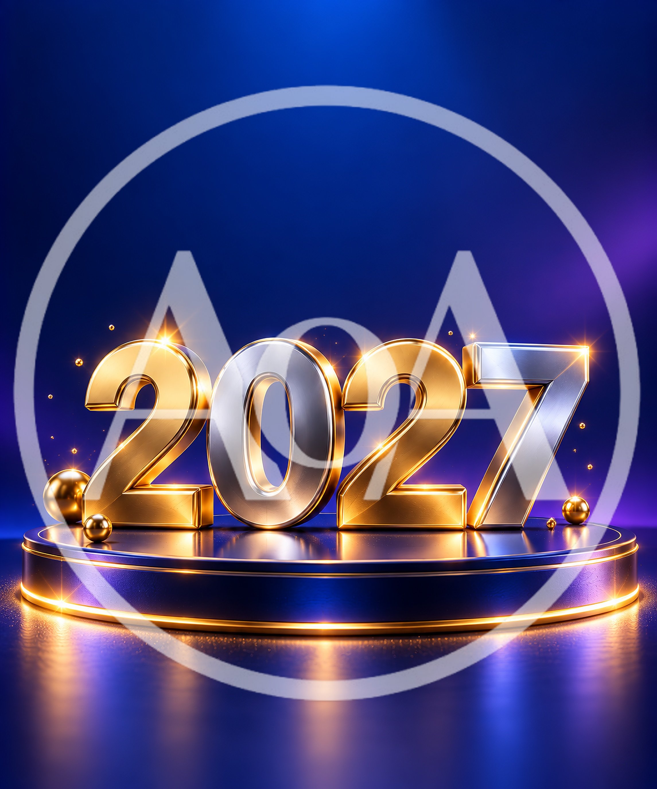 3D Gold and Silver 2027 New Year Celebration