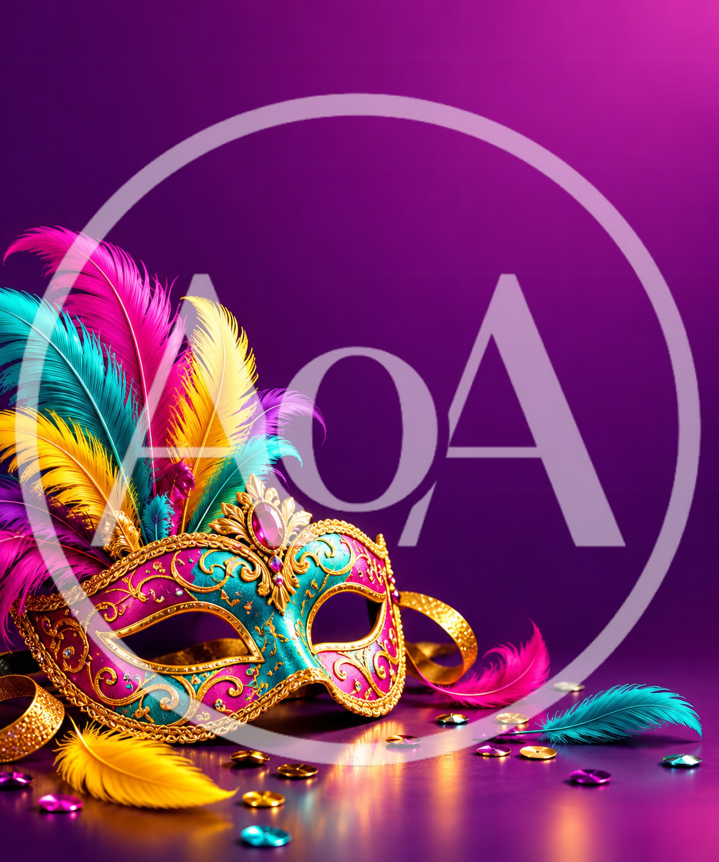 Festive Venetian Masquerade Mask With Colorful Feathers
