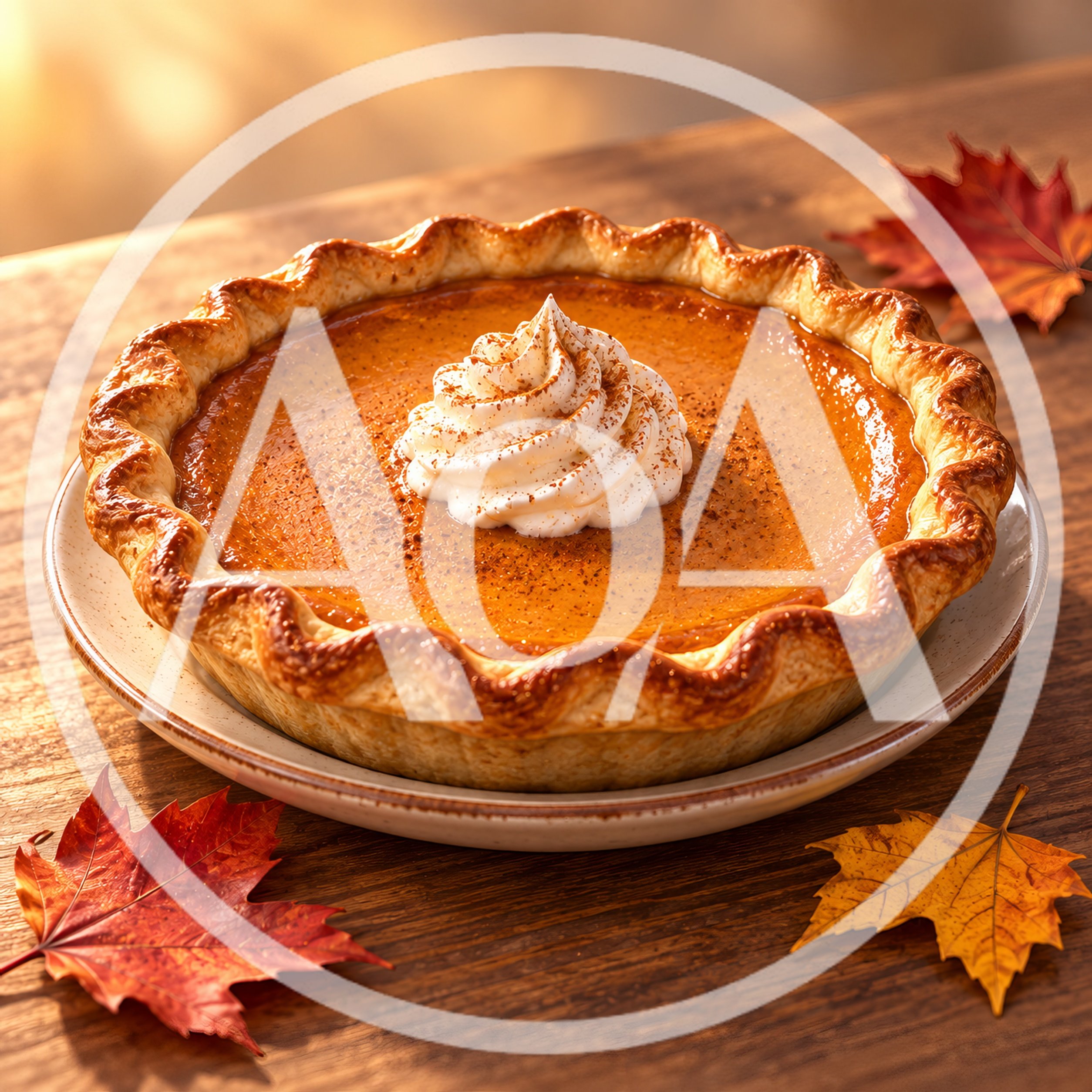 Pumpkin Pie With Whipped Cream On Wooden Table
