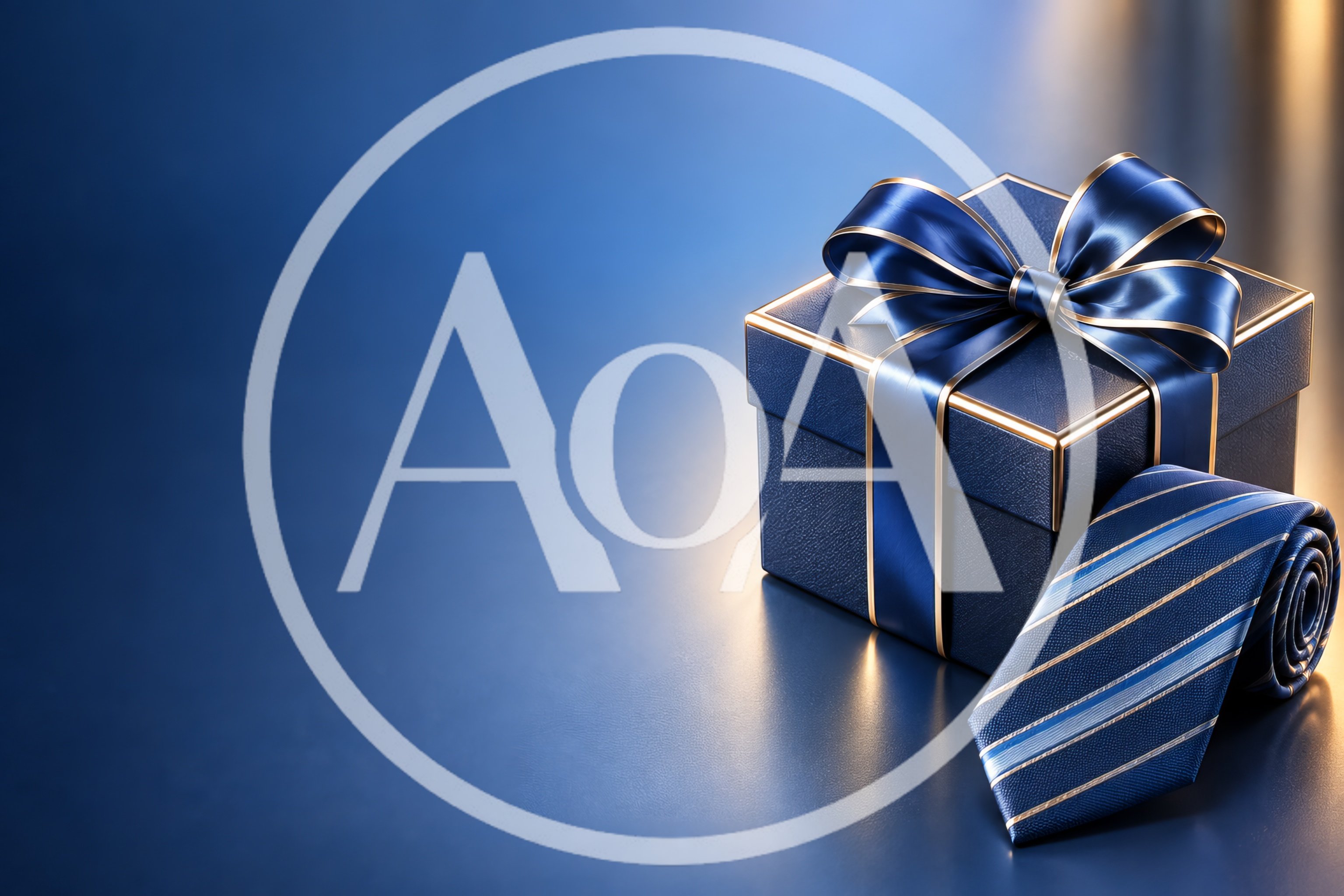 Blue Gift Box and Striped Necktie