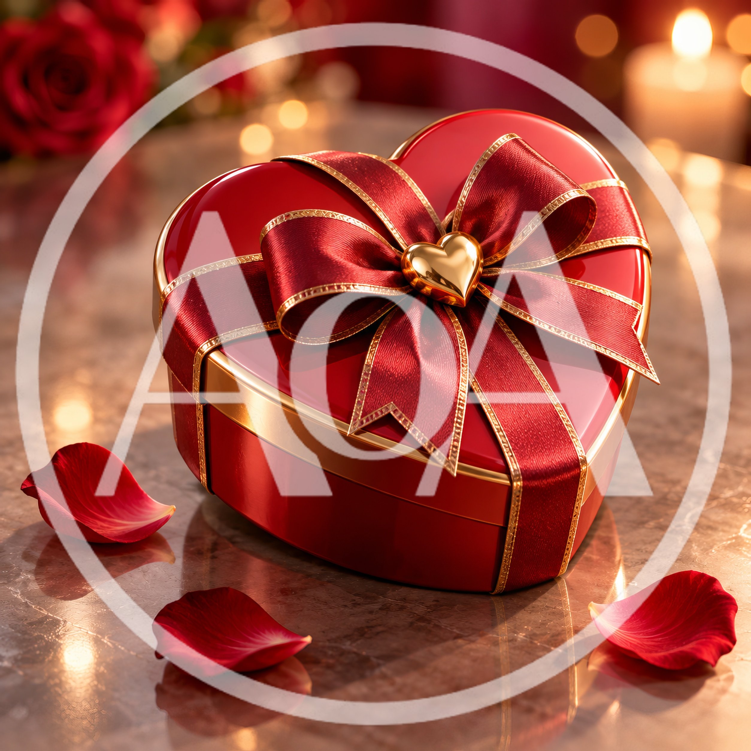 Heart Shaped Gift Box With Red Ribbon