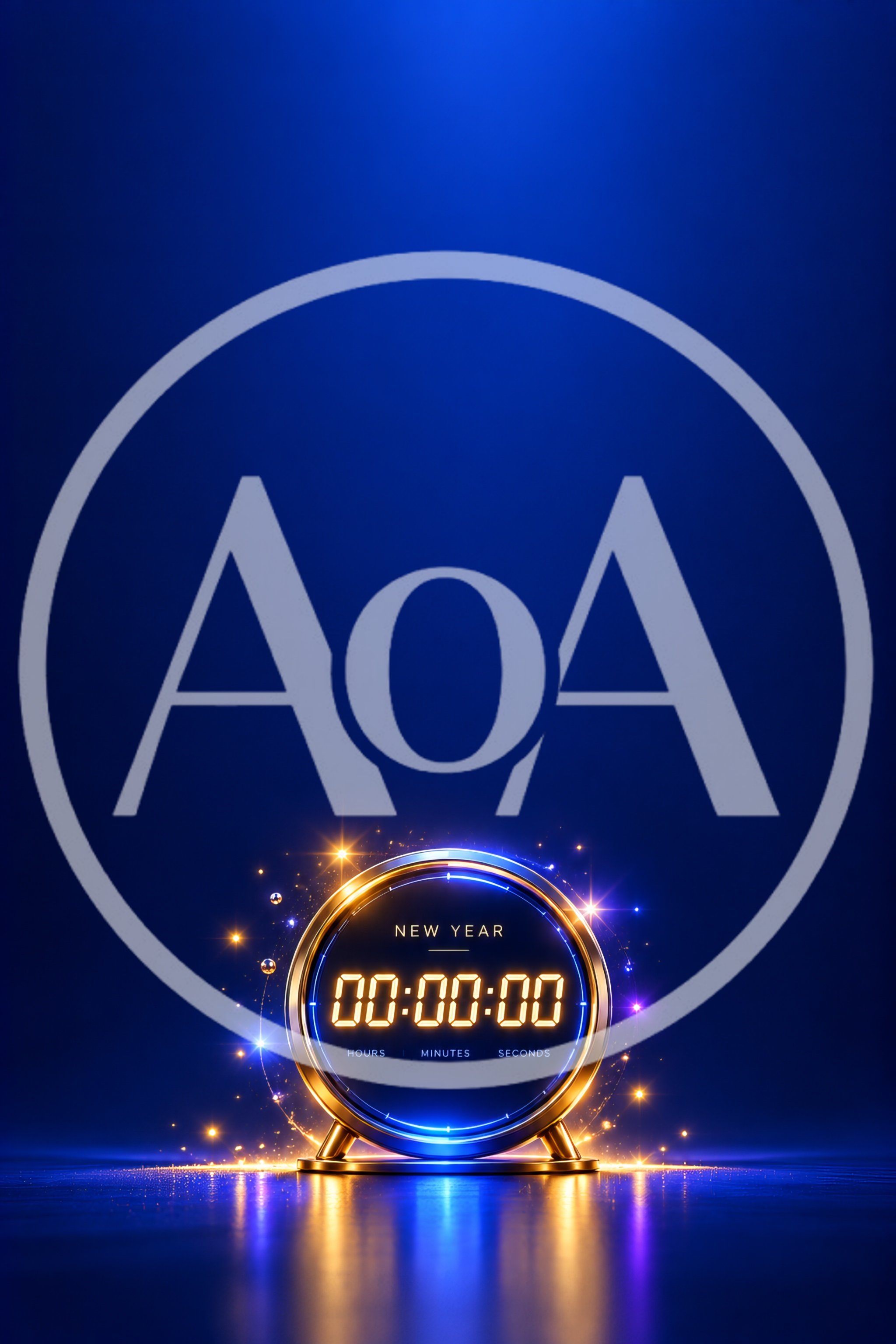 Digital New Year Countdown Clock On Blue Background