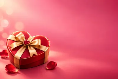 Heart Shaped Gift Box With Gold Ribbon