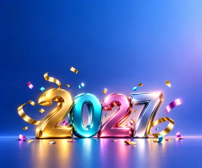 3D Metallic 2027 New Year Celebration Text