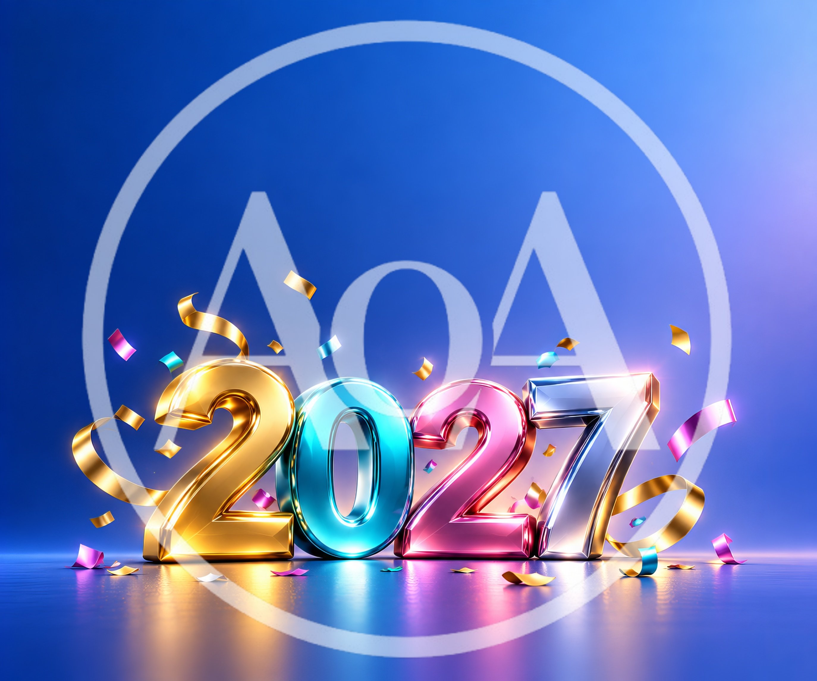 3D Metallic 2027 New Year Celebration Text