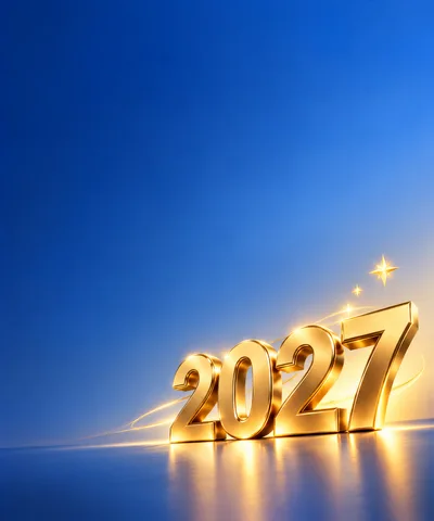 Golden 2027 New Year Celebration Text