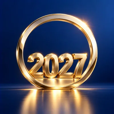 Golden 2027 New Year Celebration Sign