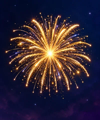 Golden Fireworks Bursting Against A Dark Night Sky