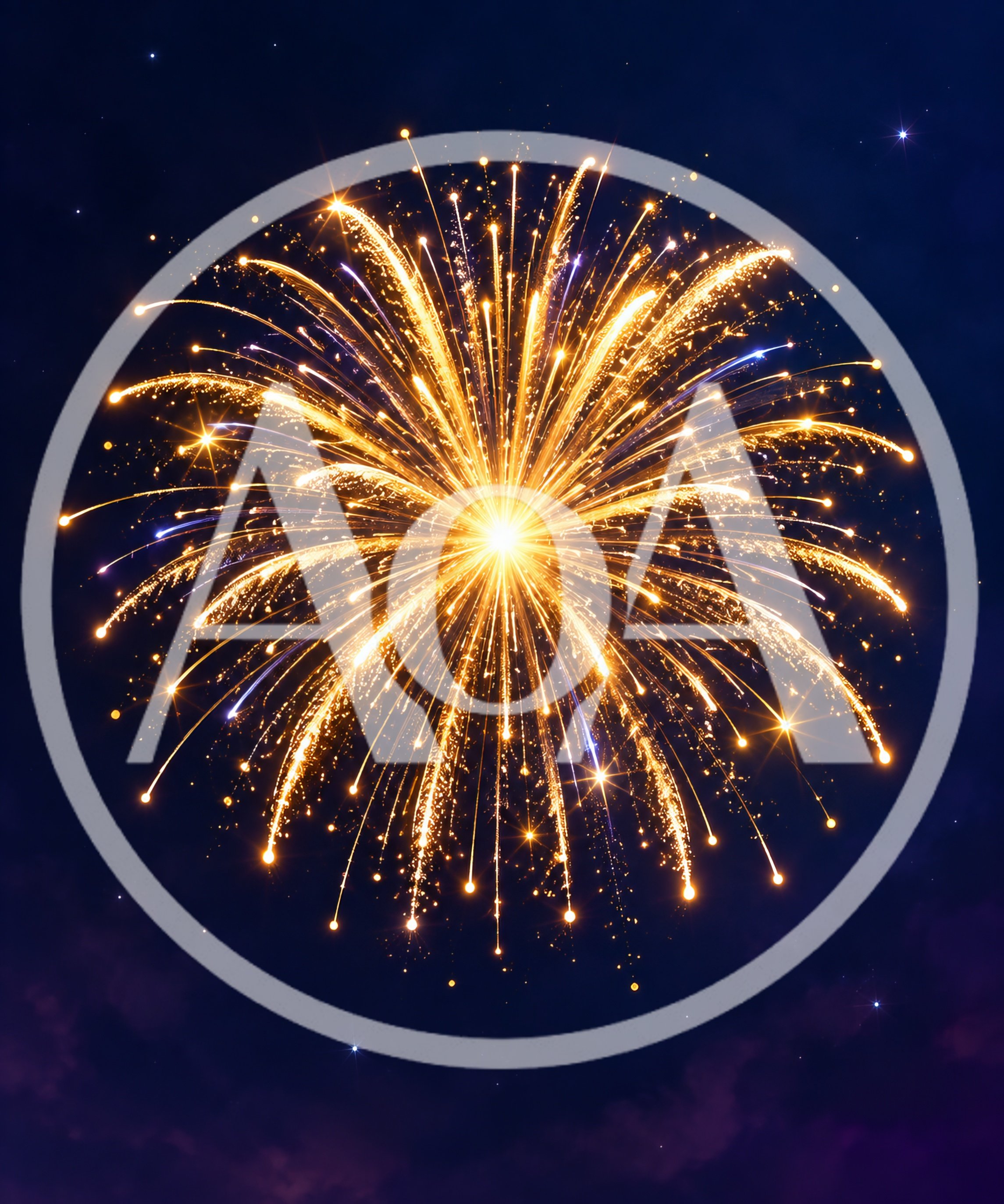 Golden Fireworks Bursting Against A Dark Night Sky
