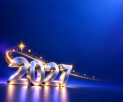 3D Metallic 2027 New Year Celebration Text
