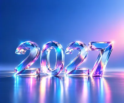 Crystal Glass 2027 New Year Typography