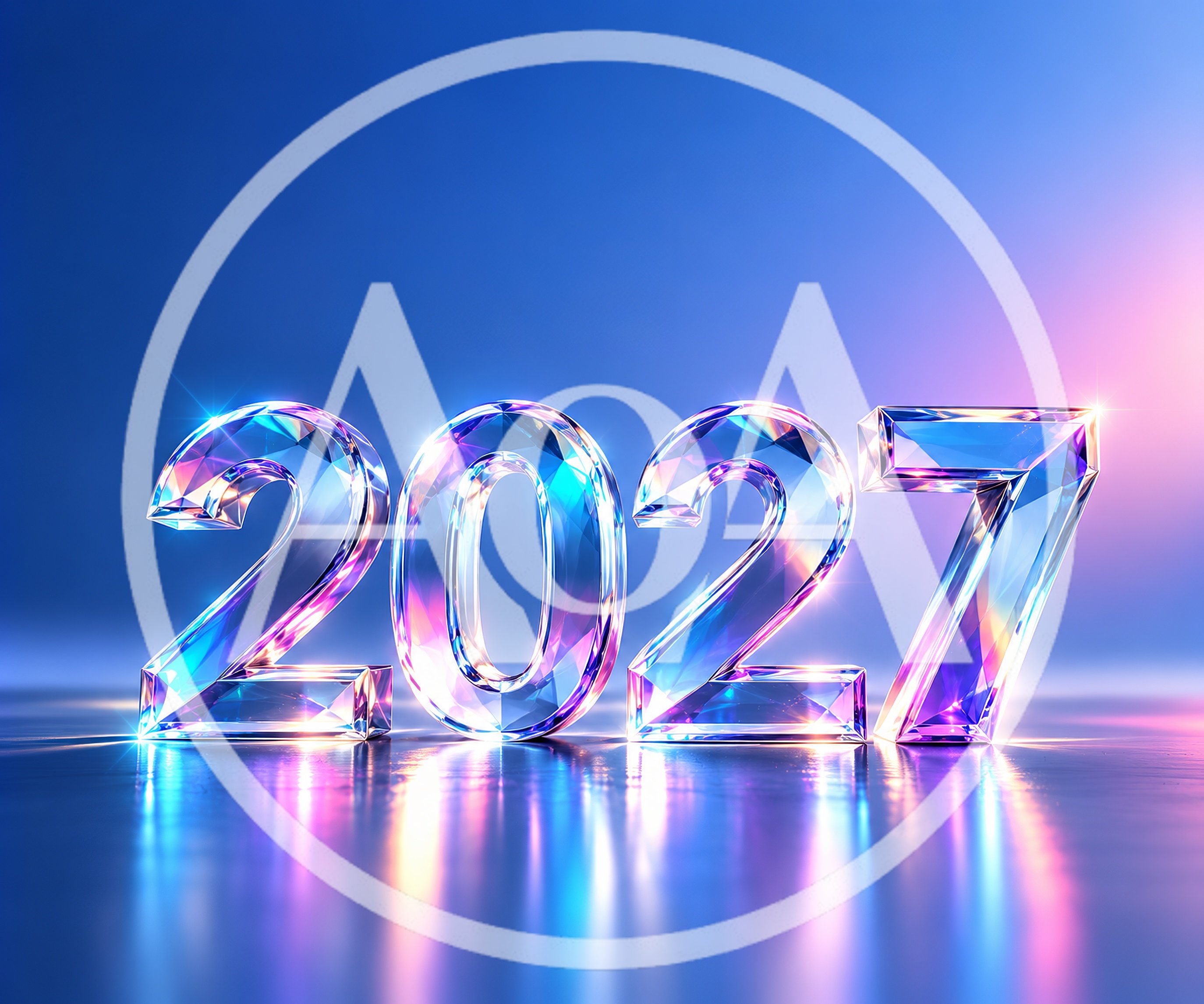 Crystal Glass 2027 New Year Typography