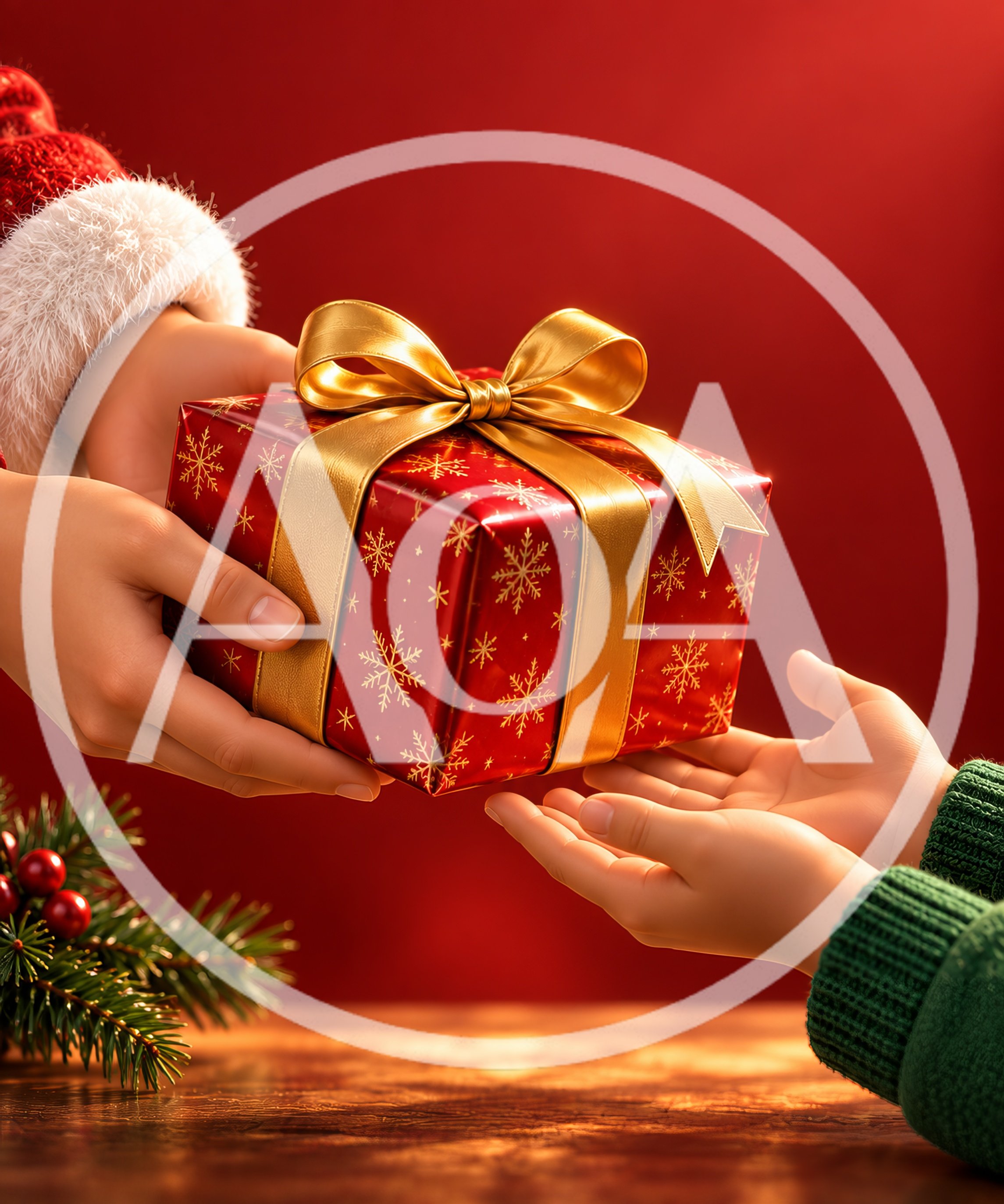 Santa Claus Giving A Christmas Gift To A Child