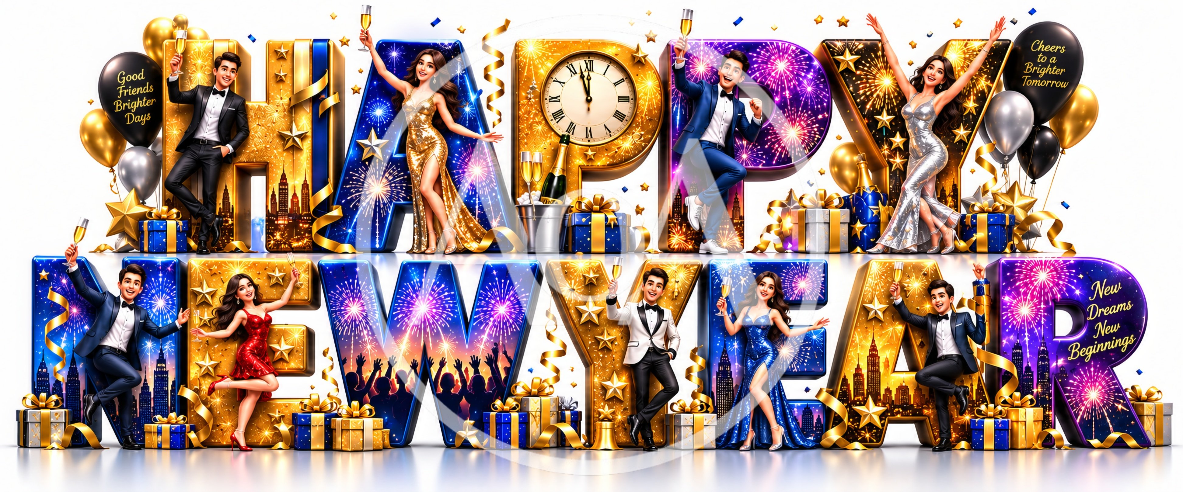 Happy New Year Celebration With Elegant People