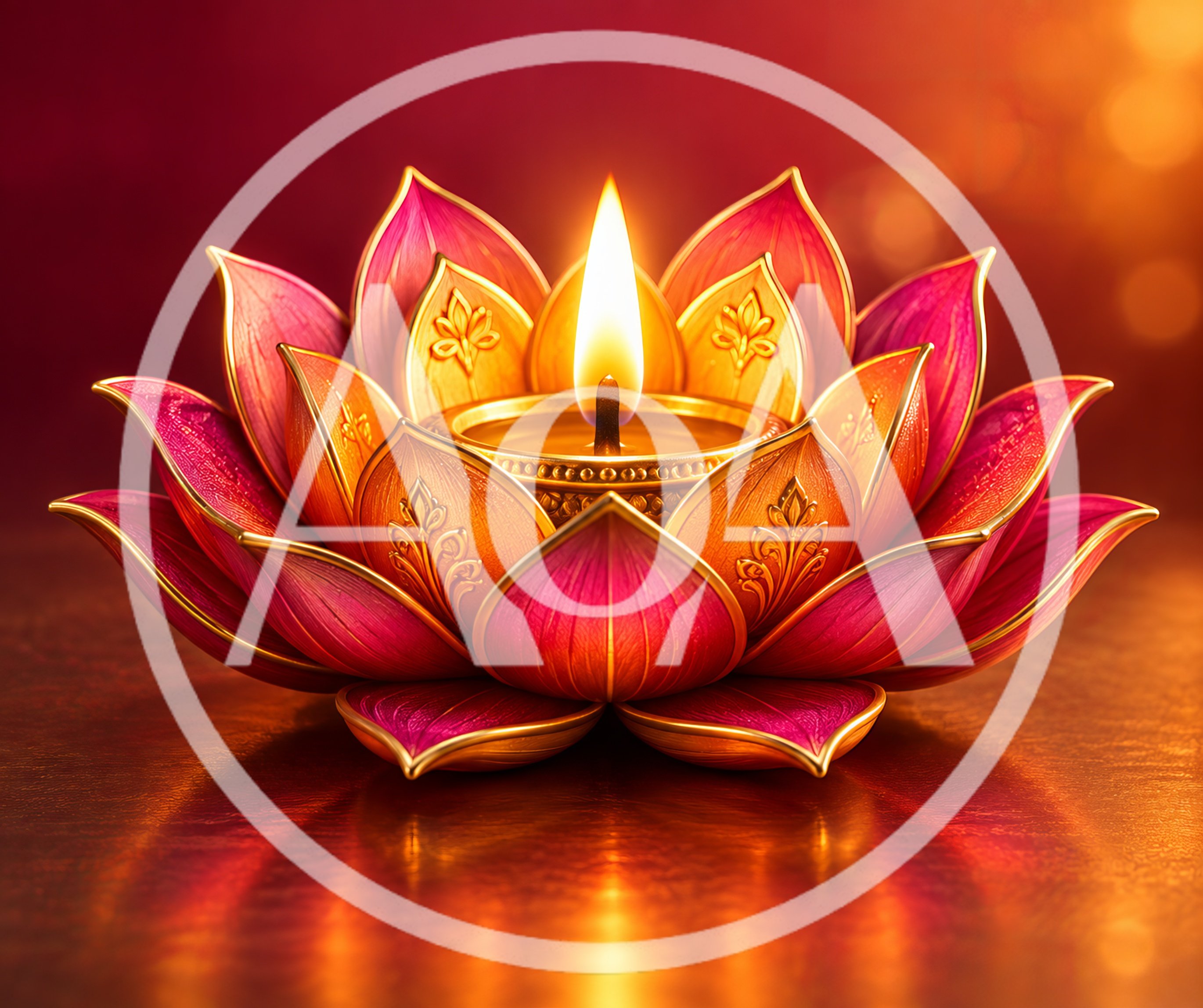 Glowing Lotus Flower Diya Lamp For Diwali Celebration