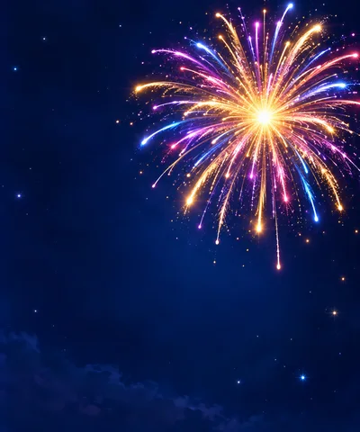 Vibrant Multicolored Fireworks Bursting In Night Sky