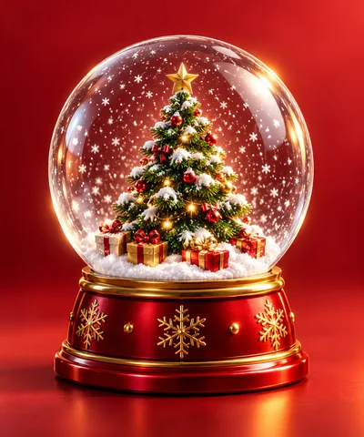 Christmas Snow Globe With Decorated Tree And Gifts
