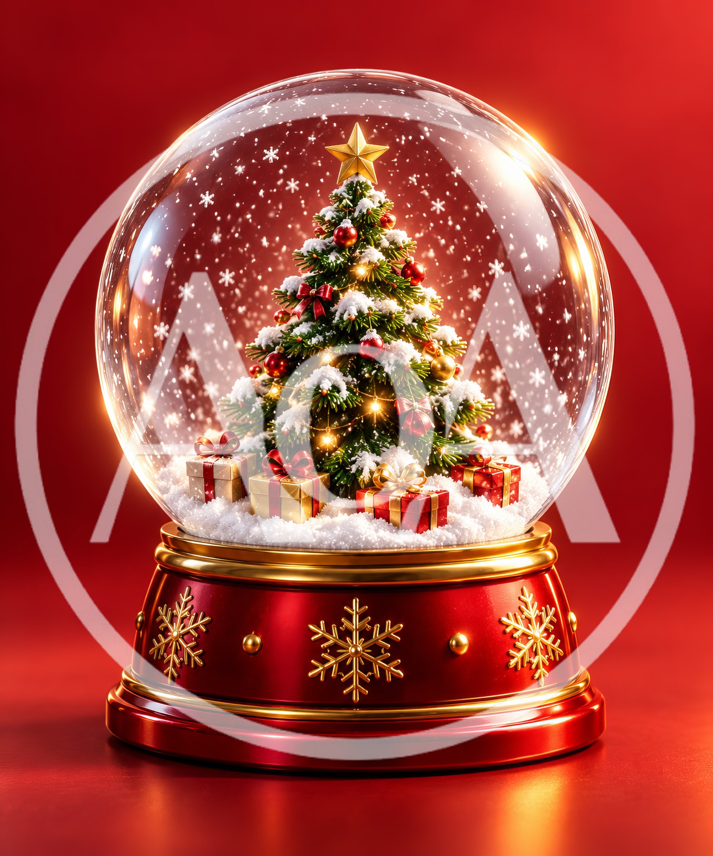 Christmas Snow Globe With Decorated Tree And Gifts