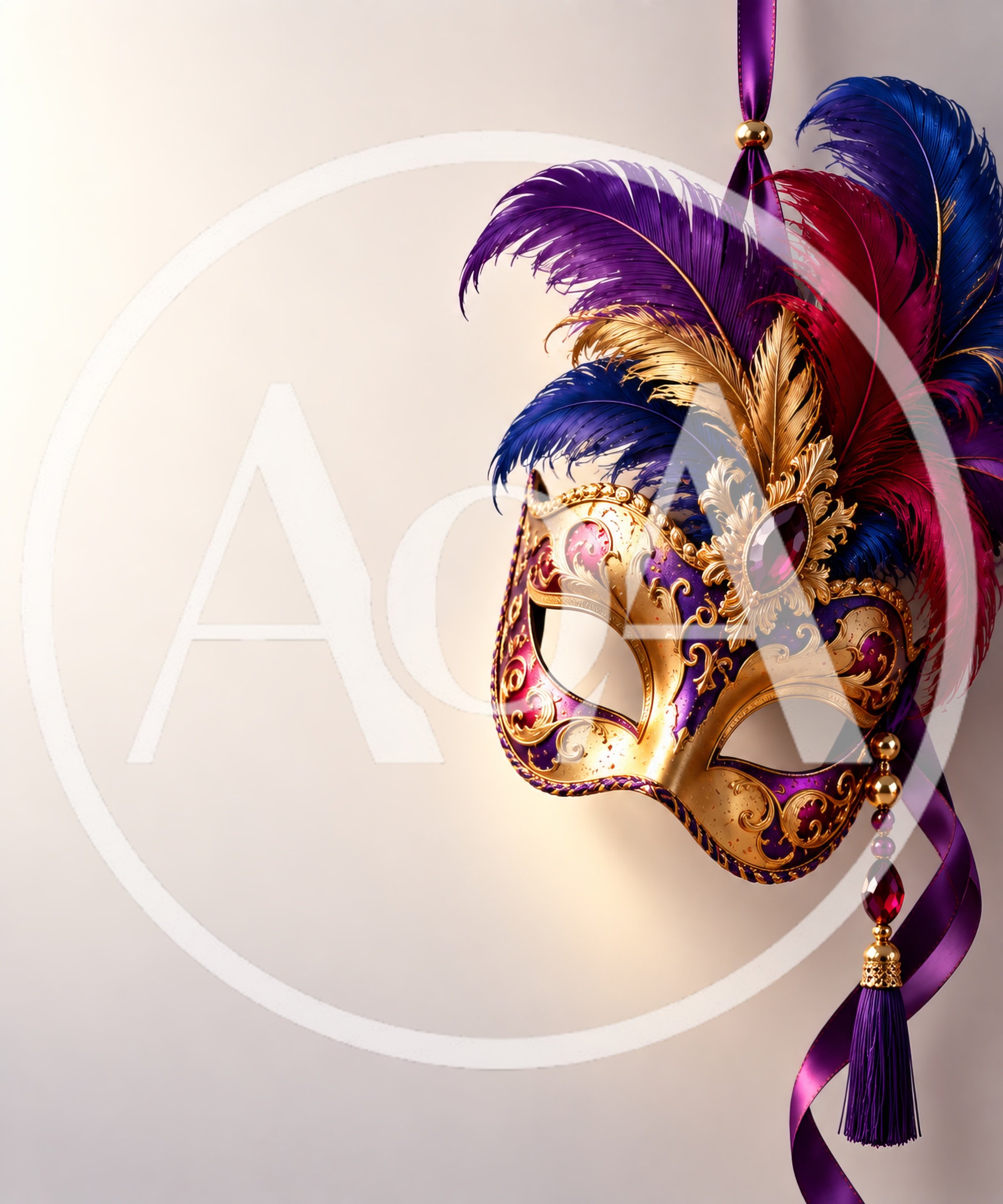 Elegant Venetian Masquerade Mask With Colorful Feathers