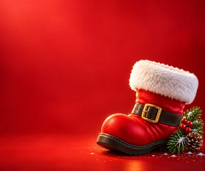 Santa Claus Boot With Christmas Decorations