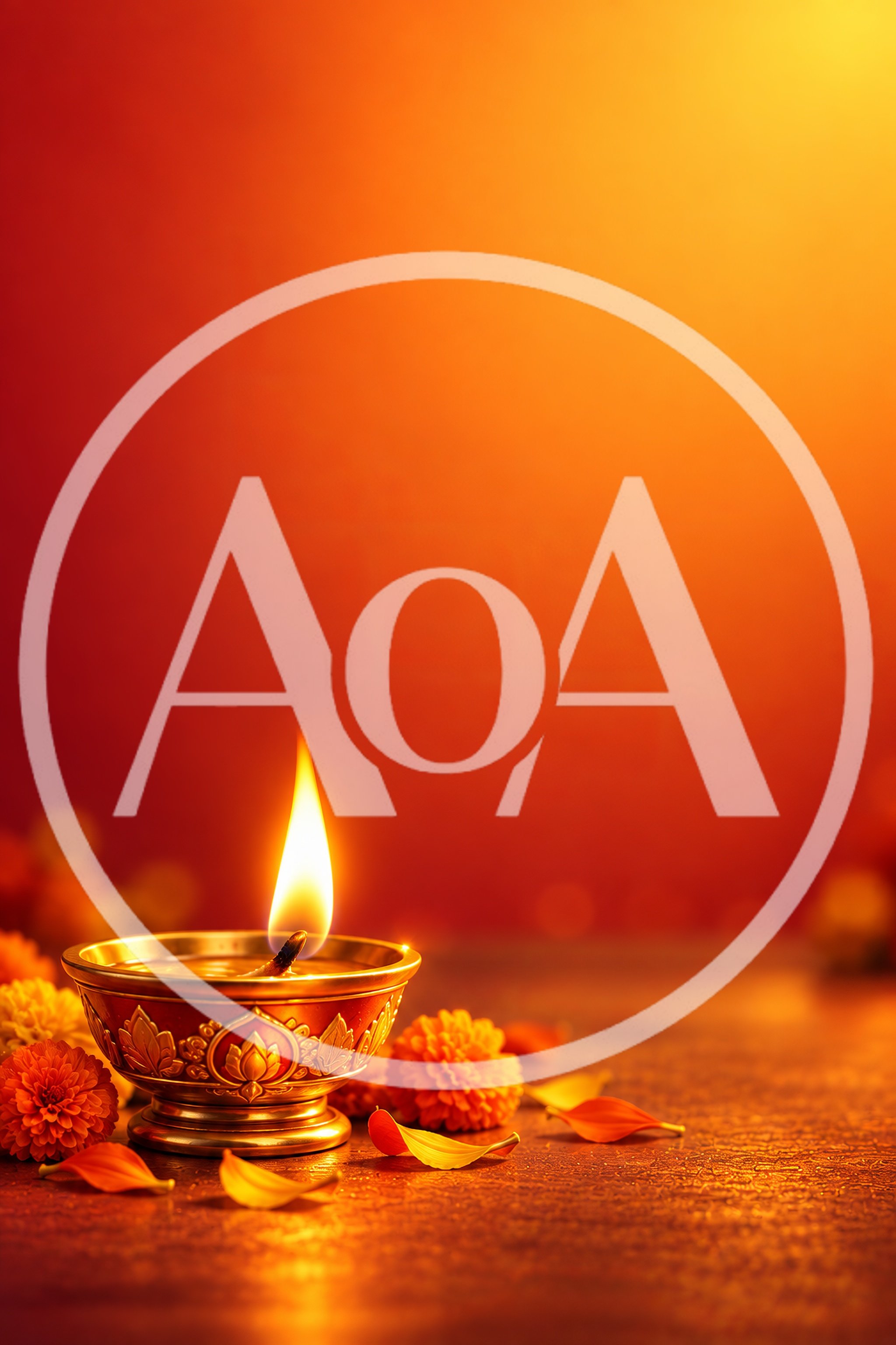 Diwali Diya Lamp With Marigold Flowers