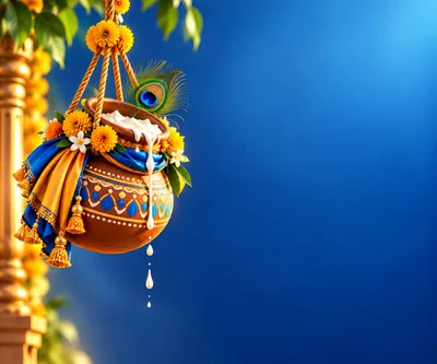 Dahi Handi Pot Decorated For Janmashtami Festival