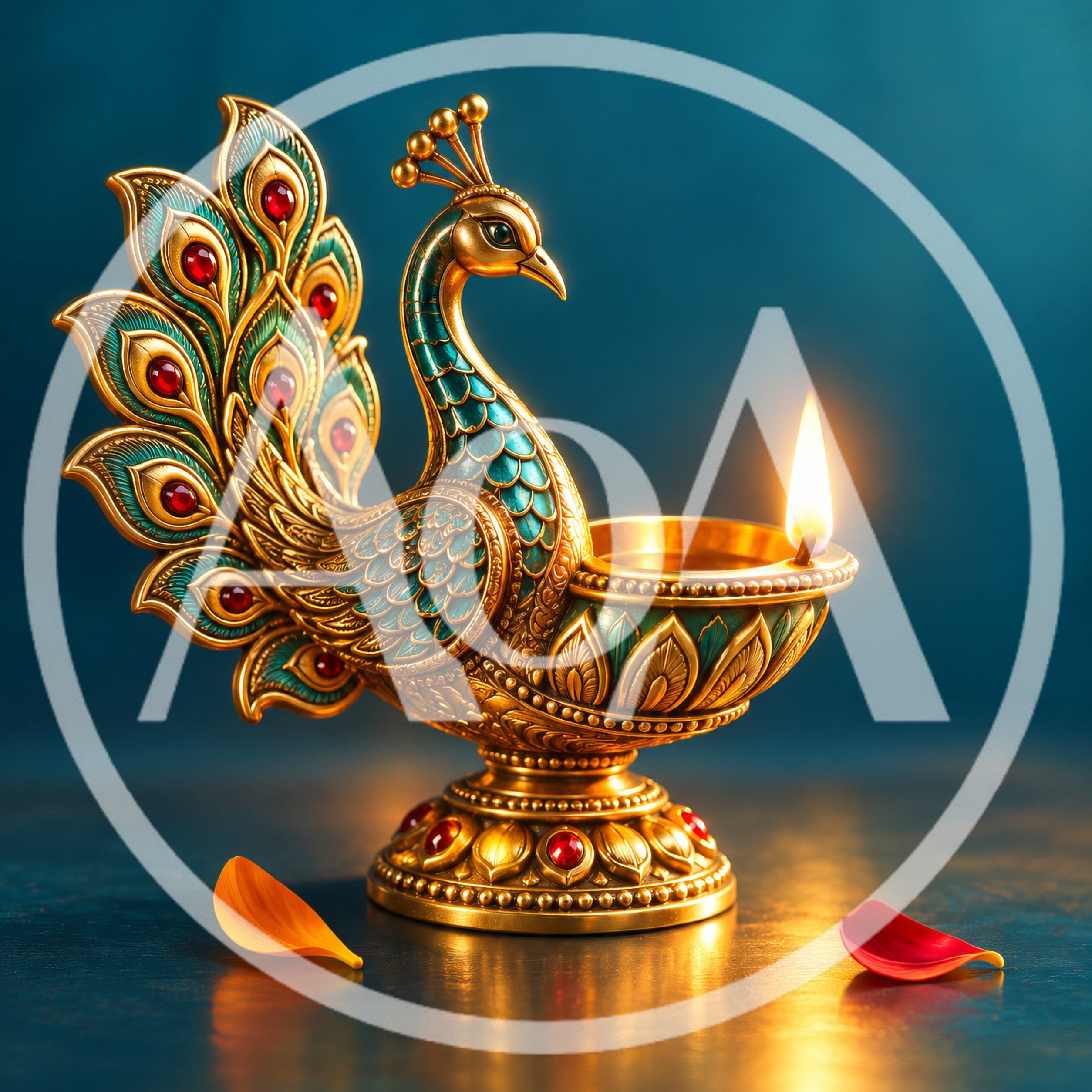 Ornate Peacock Shaped Brass Diya Oil Lamp