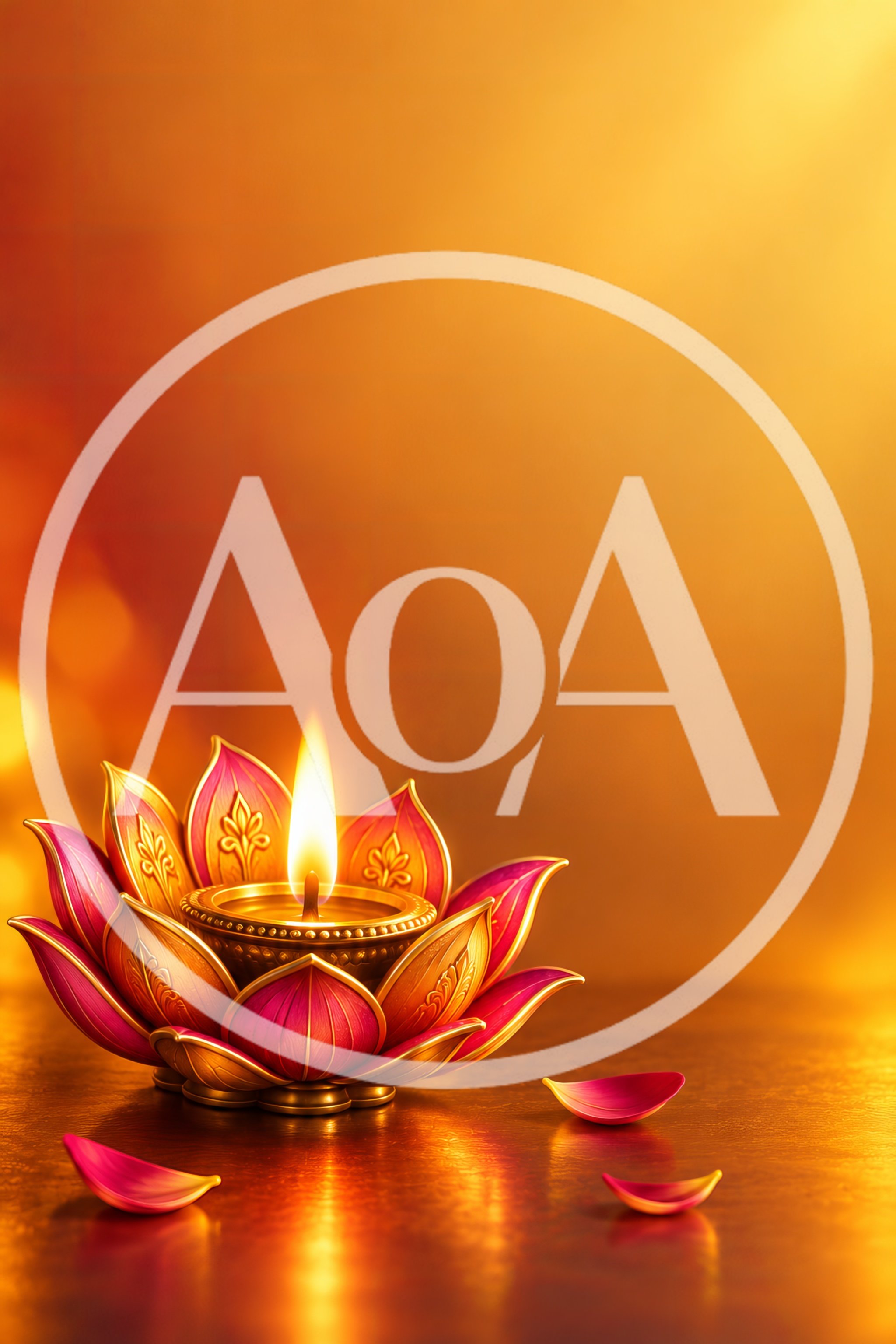 Diwali Lotus Diya Lamp With Glowing Flame