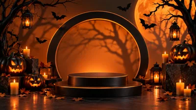 Halloween Product Display Podium With Jack O Lanterns