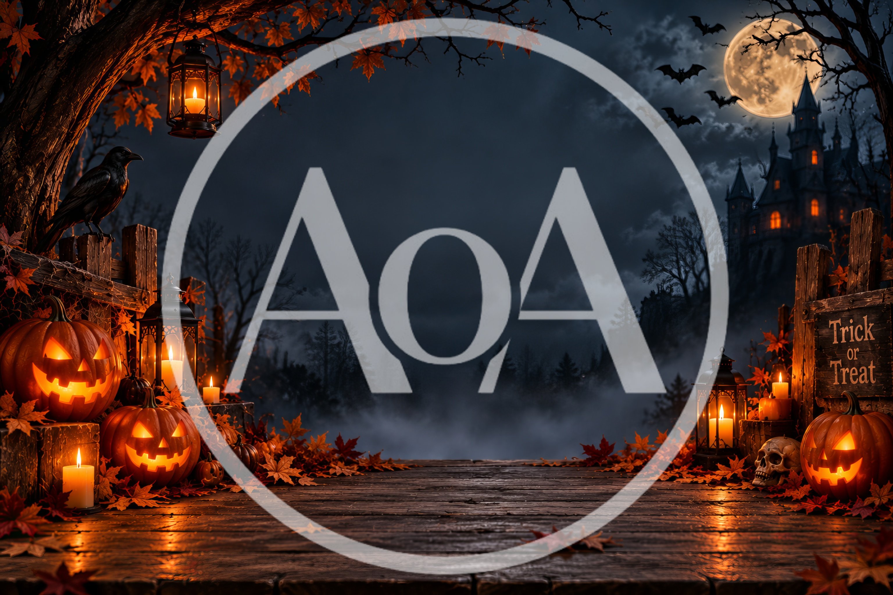 Halloween Background with Jack O Lanterns and Haunted Castle