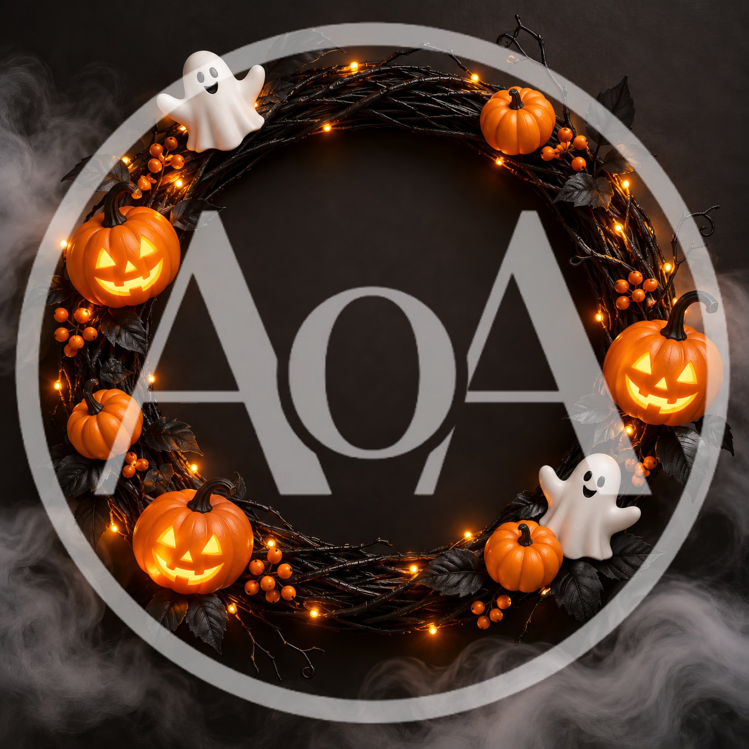 Halloween Wreath With Jack O Lanterns And Ghosts